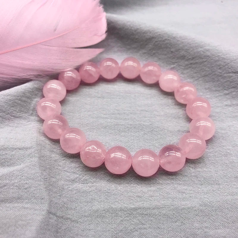 Pink Rose Quartz Bracelet: Natural Stone Jewelry