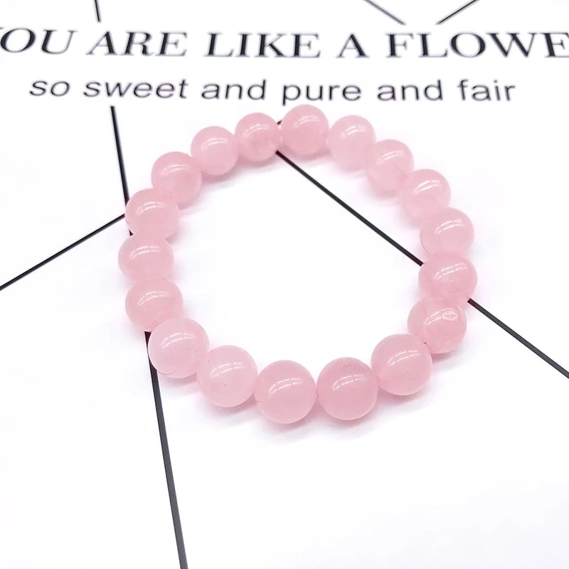 Pink Rose Quartz Bracelet: Natural Stone Jewelry