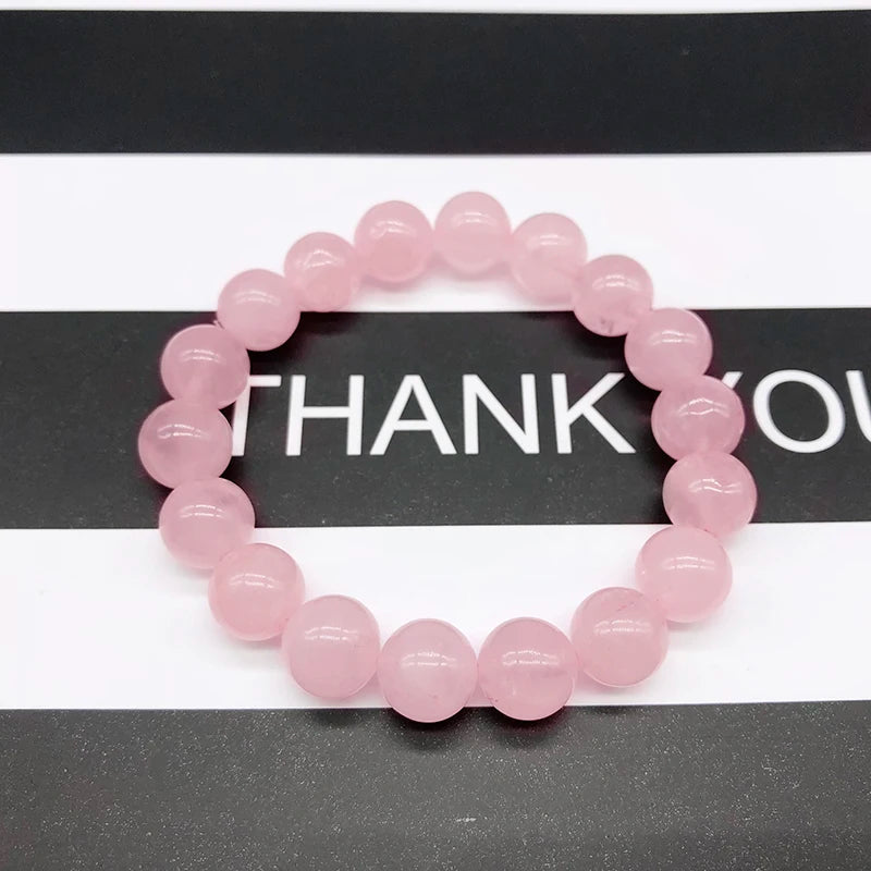 Pink Rose Quartz Bracelet: Natural Stone Jewelry