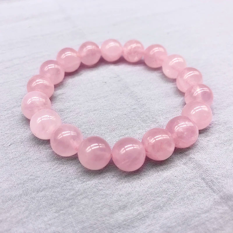 Pink Rose Quartz Bracelet: Natural Stone Jewelry