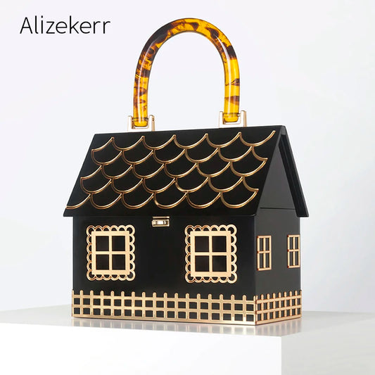 Acrylic Box Evening Clutch Bags Women Luxury Designer  Acrylic Handle House Shaped Purses And Handbags Wedding Party by Alizekerr