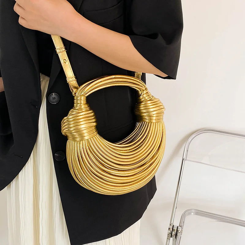 Luxury Evening Purses For Women Golden Noodle Knot Design Dinner Party Clutch Bag 2023 Luxury Designer Purses And Handbags