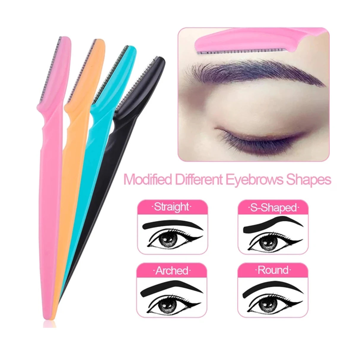 12 Pcs Mix Color Eyebrow Razor Women Face And Body Safe Trimmer Hair Shaver Eye Brow Remover With Cover Small Makeup Tools Set