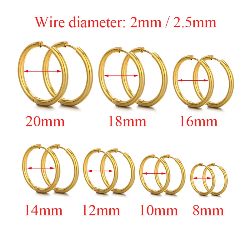 10pcs Stainless Steel Women Hoop Earrings Men Punk Earrings Hiphop Bijoux Jewelry Gifts Fashion Huggie Accessories Supplies