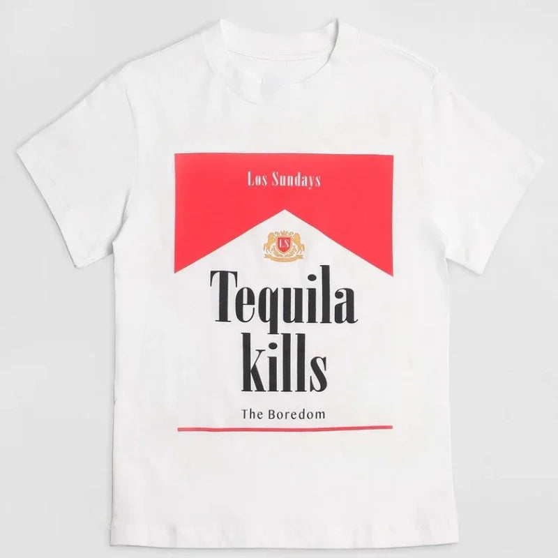 Tequila Killer Graphic Tees Retro Women Hippie Cute Vintage Fashion Shirts Tops Funny Alcohol Drinking T-Shirts Unisex Clothing