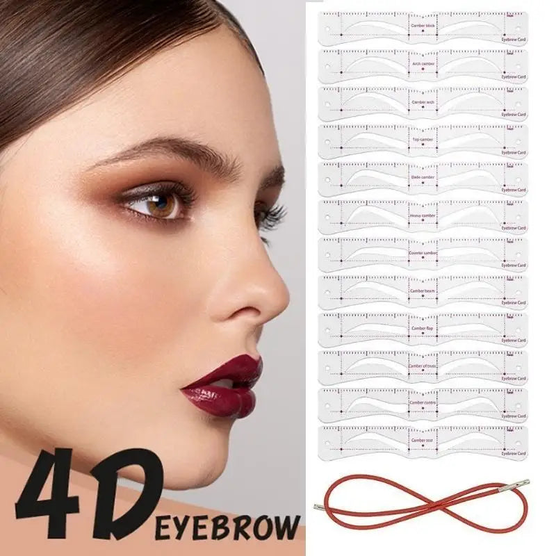 12Pcs/set Reusable Eyebrow Stencils Eye Brow Drawing Guide Styling Shaping Grooming Template Card