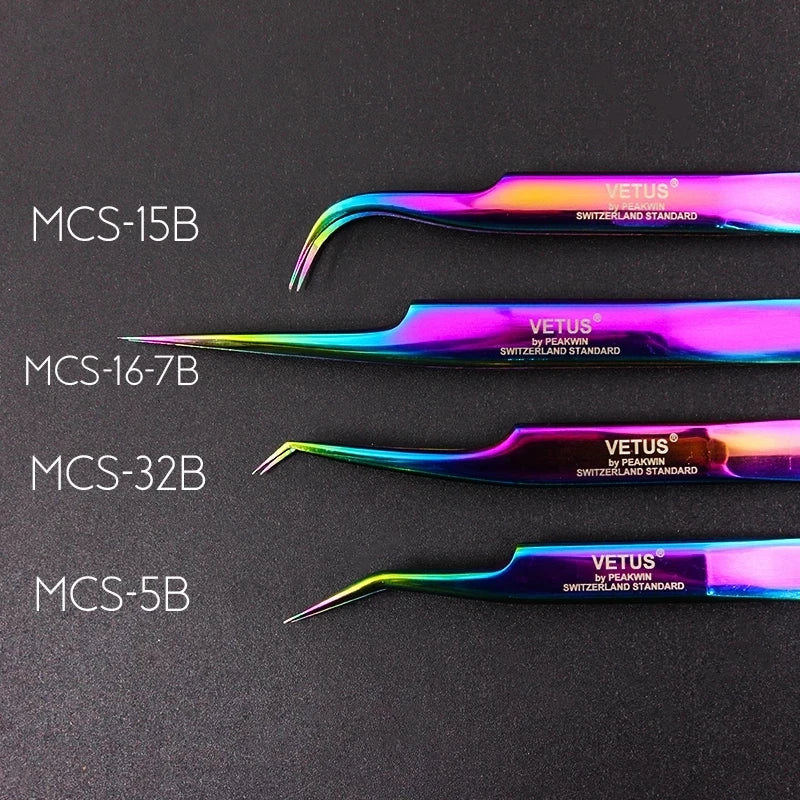 100% Vetus Original MCS Series New Style Premium Eyelashes Tweezers Ultra Fine Tip Improve for 3D 6D Lashes Extensions