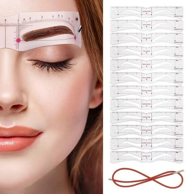 12Pcs/set Reusable Eyebrow Stencils Eye Brow Drawing Guide Styling Shaping Grooming Template Card