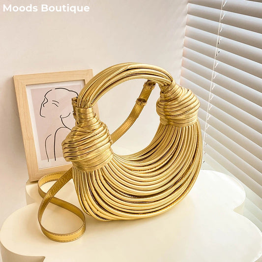 Luxury Evening Purses For Women Golden Noodle Knot Design Dinner Party Clutch Bag 2023 Luxury Designer Purses And Handbags