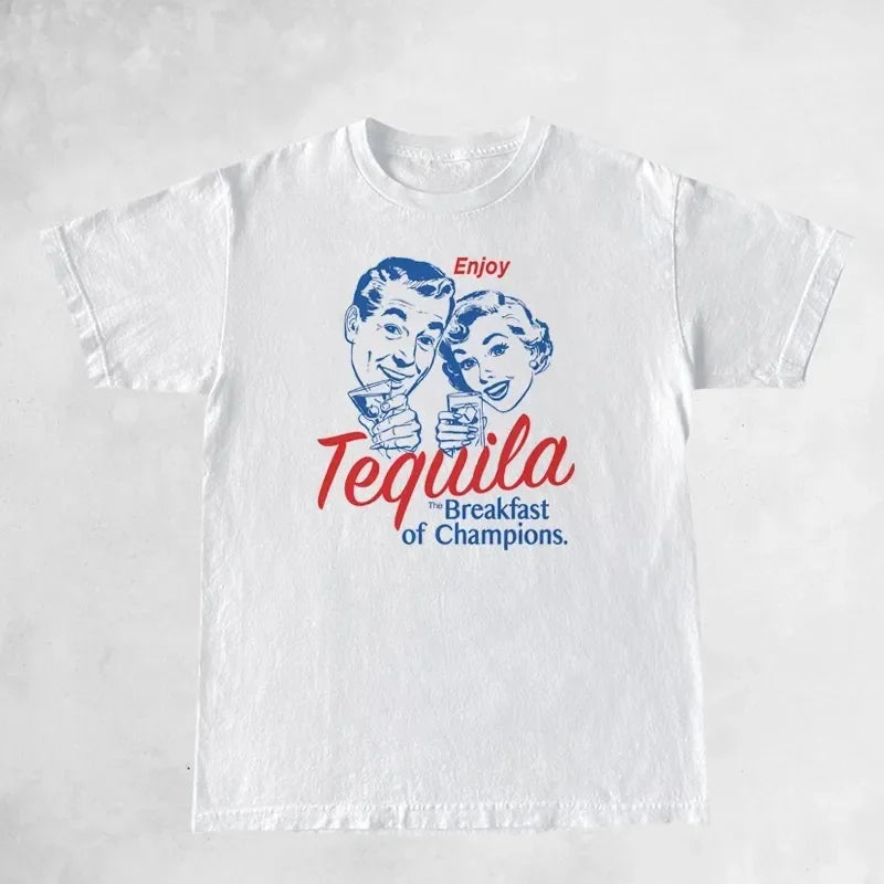 1001 Enjoy Tequila Retro Graphic Tees Women Cute Funny Alcohol Drinking T-Shirts Vintage Fashion T Shirts Tops Unisex Clothing