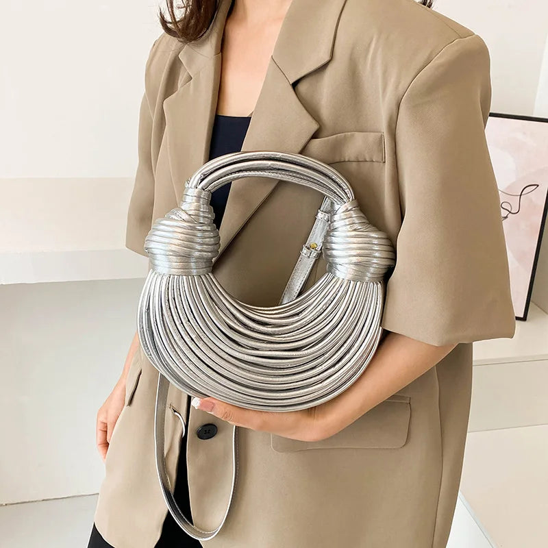 Luxury Evening Purses For Women Golden Noodle Knot Design Dinner Party Clutch Bag 2023 Luxury Designer Purses And Handbags