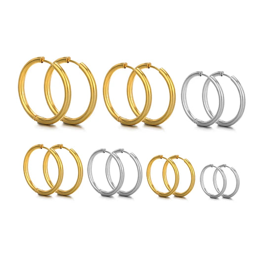 10pcs Stainless Steel Women Hoop Earrings Men Punk Earrings Hiphop Bijoux Jewelry Gifts Fashion Huggie Accessories Supplies